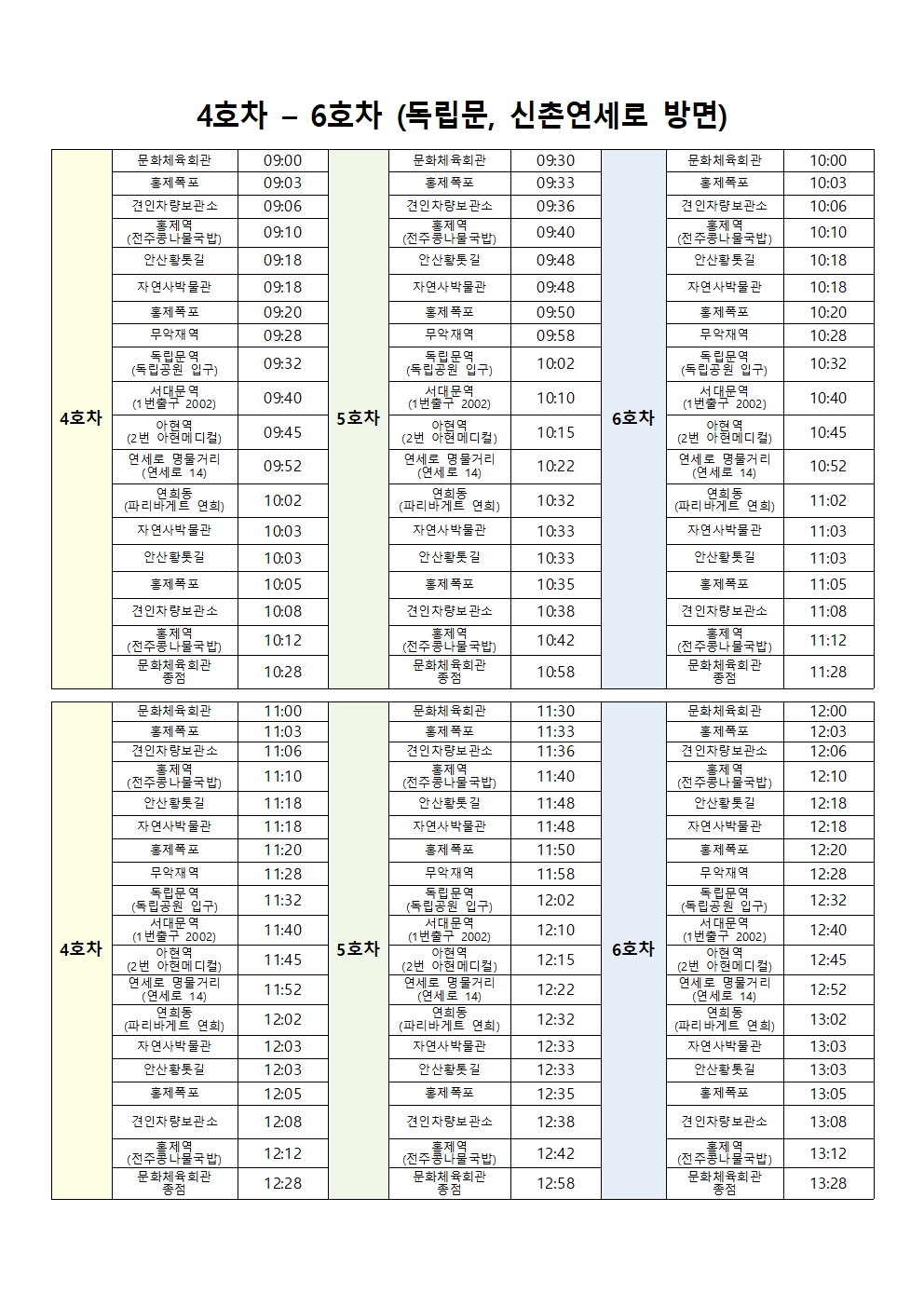 4호차 노선도(표1)