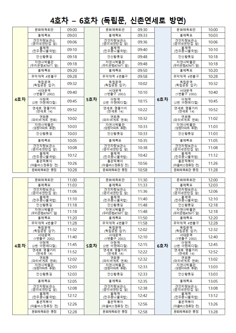 4호차 노선도(표1)